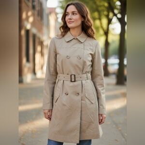 The North Face Women's Tan Cream Trench Coat With Belt Size Small